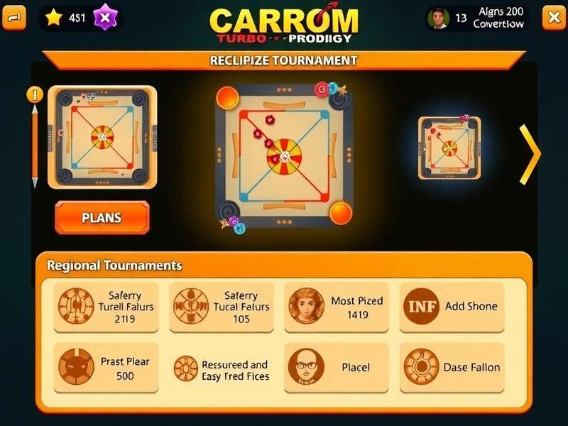 Carrom Turbo Pro Prodigy gameplay screenshot showing board and pieces